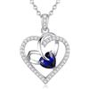CDE Collana Donna Cuore Regalo Gioielli Donna Pendente Argento 925 con Pietra di Nascita per Festa Della Mamma Compleanno San Valentino per Lei Mamma Fidanzata Moglie con 5A Cubic Zirconie