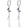 SLUYNZ 925 Orecchini Pendenti a Farfalla in Argento Sterlina Nappa per Donne Ragazze Adolescenti CZ Farfalla Cerchio orecchini catena (A-Silver)