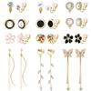 Dochais 12 Paia Di Orecchini a Clip, Argento, Ipoallergenici, Non Forati, Cristalli Tondi e Stelle, Perle e Fiori Di Farfalla (Oro)