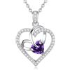 CDE Collana Donna Cuore Regalo Gioielli Donna Pendente Argento 925 con Pietra di Nascita per Festa Della Mamma Compleanno San Valentino per Lei Mamma Fidanzata Moglie con 5A Cubic Zirconie