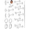 KRFY 10 Paia Orecchini Donna Acciaio Chirurgico Ipoallergenici Conch Helix Piercing Trago 14K Oro Placcato Set Orecchini Argento Spingere Dentro piercing Set