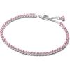 PANDORA Bracciale Tennis Donna Argento Con Zirconi Rosa 593927C02, 18 cm, Argento sterling, Zirconia cubica
