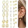 Dochais 13 Paia Orecchini Oro Donna Orecchini Acciaio Chirurgico Piercing Orecchio a Cerchio Argento Piercing Helix Trago Conch Piercings Ipoallergenica Multi Piercings Orecchio