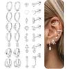 Dochais 13 Paia Orecchini Oro Donna Orecchini Acciaio Chirurgico Piercing Orecchio a Cerchio Argento Piercing Helix Trago Conch Piercings Ipoallergenica Multi Piercings Orecchio