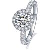 Mejewri Moissanite Engagement Rings 925 Sterling Silver Rings Promise Wedding Rings for Women, Round Cut