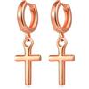 ZDaoBen Orecchini Croce in Argento Sterling 925 Orecchini Pendenti Cerchio Croce Gioielli Religiosi Cristiani Regali per Donne Oro rosa