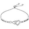HOOHWE Bracciale da donna in argento 925 con cuore infinito, con incisione ispiratrice, con scritta I Love You To The Moon And Back, regolabile, per ragazze, per donne, gioielli dell'amicizia