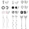 Dochais 12 Paia Di Orecchini a Clip, Argento, Ipoallergenici, Non Forati, Cristalli Tondi e Stelle, Perle e Fiori Di Farfalla