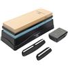 Rockingham Forge Kit di affilatura con pietra combinata in ceramica - Pietra abrasiva 2 in 1 a grana grossa/media 400/1000, guide, supporto per affilatura e pietra di livellamento - Set professionale