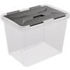 SUNWARE perfectly organised Sunware Onyx scatola plastica con coperchio 25L - 42,4x28,1x31,3cm - contenitore plastica trasparente antracite - scatola impilabile - coperchio a doppia apertura
