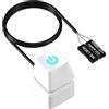Colexy Interruttore di Alimentazione per Computer Desktop, Pulsante di Accensione PC, Pulsante di Alimentazione Esterno per PC con Luce LED, Cavo di Prolunga da 1,8 M (Bianco)