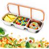 Galenecx Bento Box, Contenitori per Alimenti in Acciaio Inossidabile con Coperchi a Tenuta Stagna, Portamerenda con 3 Scomparti, Portamerenda per Scuola, Picnic, Viaggi