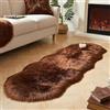 JXLOULAN Tappeto Morbido in Finta Pelle di Pecora Marrone Scuro 60x160 cm, Tappeto Soffice Lavabile in Lavatrice per Camera da Letto, Camera dei Bambini, Soggiorno, Decorazione per Cameretta