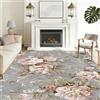 WQMMD Tappeto Salotto Lavabile 120x180 cm Pelo Corto Morbido Antiscivolo Tappeto Vintage Motivo Floreale Tappeto Persiano per Cucina,Camera da Letto, Sala, Ufficio e Soggiorno (Grigio/Rosa/Verde)