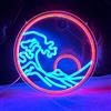 DAKABUKA Insegna al neon dimmerabile con sole sul mare, luce al neon per decorazione da parete, per camera da letto, camera da letto, ufficio, bar, festa di compleanno, Natale (blu rosso)