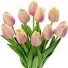 Hollyone 10 tulipani artificiali realistici fiori finti, veri fiori finti decorativi in lattice tulipani artificiali, composizioni floreali rosa per decorazioni per la casa, cucina, giardino, 10 pezzi