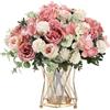 Sitbfoam Fiori artificiali, fiori artificiali, come veri e artificiali, bouquet, 2 mazzi di seta, rose artificiali, fiori di seta, fiori rosa, per feste di nozze, casa, decorazione della cucina
