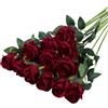 CHAOTEMAI 12 Pezzi Rose Artificiali, Rose Rosse Artificiali in Seta Bouquet Fiori Finti di Rosa con Steli Lunghi per San Valentino Composizioni di Nozze Casa Giardino Partito Decorazioni (Borgogna)