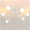 niuniaj Lampadario Sputnik, 6 Luci Plafoniera Soffitto Vintage E27 Bianco | Lampada da Soffitto in Metallo,Lampadario Soggiorno Industriale per Camera da letto Soggiorno Cucina Escluse Lampadine