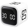 QUMOX Timer Cubo 5 10 30 60 Minuti, Timer Digitale Ricaricabile con Sensore di Gravità, Modalità Manuale, Vibrazione e 2 Livelli di Volume, Timer Portatile per Studio, Lavoro, Cucina (Bianco)