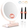 B Beauty Planet Specchio d'ingrandimento con luce 30X, specchio per il trucco a doppio lato con ingrandimento 1X/ 30X e pinzetta, 2000mAh 3 modalità di colore con luminosità regolabile