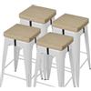 AddGrace Cuscini antiscivolo per sgabello da bar - Cuscini quadrati per sgabello da bar con cordoncino di chiusura - Set di 4 piccoli cuscini quadrati per sedia con fodera lavabile in lavatrice