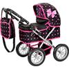 Kinderplay Carrozzina per Bambole con Gondola - Manico Regolabile 33-63 cm - Adatta a Bambole fino a 41 cm - Ruote in Schiuma Silenziose - Passeggino Giocattolo 3+