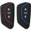 Anrbb 2 pezzi Custodia per chiave auto con 3 tasti in silicone, compatibile con VW Golf 8, E-Golf, ID3, ID4, GTI, GTE, SEAT, Skoda, Cupra, Protezione per chiave auto, Custodia in silicone per chiave (Nero