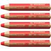 STABILO woody 3 in 1 - Matita colorata Multi-Funzione - Confezione da 5 - Rosso Carminio