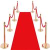VEVOR Set di Barriere di Controllo della Folla con Tappeto Rosso, 6 Corde di Velluto Rosso, Coda di Pali di Sostegno in Acciaio Inossidabile Dorato con Base Cava per Teatro, Matrimoni, 8 Pezzi