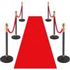 VEVOR Barriere per Controllo della Folla con Tappeto Rosso, 4 Corde di Velluto Rosso, Coda di Pali di Sostegno in Acciaio al Carbonio Dorato con Base Cava per Teatro, Feste, Matrimoni, Mostre, Nero