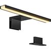 ERWEY 5W Lampada da Specchio LED per Bagno 3000K Bianco Caldo, 30cm 400lm Lampada da Armadio IP44, Lampada da Bagno Nera per Spechio Luce per Trucco (300mm)