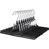 SONGMICS Set di 10 Grucce per Pantaloni Gonne con Rivestimento in PVC Antiscivolo e Gancio Girevole a 360°per Vestiti Asciutti e Bagnati 26 cm Nero CRI07B-10