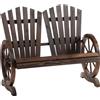 Outsunny Panchina da Giardino in Legno Stile Country con Braccioli a Ruota, 108x66x95cm, Colore Legno|Aosom