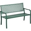 Outsunny Panca da giardino panca esterna giardino in acciaio con schienale a motivo floreale per 2 persone 127 x 63 x 83 cm verde scuro