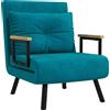 HOMCOM Poltrona Letto Singolo in Tessuto Effetto Velluto Reclinabile in 5 Posizioni con Cuscino Sfoderabile, 63x73x81cm, Blu Scuro | Aosom Italy