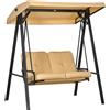 Outsunny Dondolo Giardino 2 Posti in Acciaio e Teslin con Tettuccio Regolabile e Cuscini, Dondolo da Esterno Anti-Raggi UV, Beige | Aosom Italy