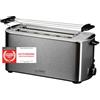 TZS First Austria Tostapane a fessura lunga, acciaio inox, 4 fette, 1400 W, con scalda panini rimovibile, vassoio raccogli briciole, centratura del toast, rivestimento anti-impronta.