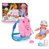 Nenuco - A passeggio con Mateo, bambola corpo morbido 35 cm, con zainetto porta bebè 2 in 1 che si trasforma in sedia, con accessori, per bambine/i dai 2 anni,Famosa 700017206