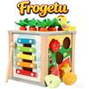 Frogetu Giochi Montessori Bambino 3+ Anni, Cubo Multiattività in Legno 6-in-1, Giocattolo Educativo Sensoriale con Xilofono, Giochi Pesca e Scatola Fazzoletti, Regalo Bambini 3 Anni