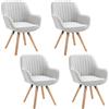 MEUBLE COSY Set di 4 Sedie da Pranzo Girevole a 360° Poltrona da Toelette Imbottite con Schienale e Braccioli per soggiorno cucina ufficio in Tessuto Gambe in Legno, Beige