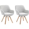 MEUBLE COSY Set di 2 Sedie da Pranzo Girevole a 360° Poltrona da Toelette Imbottite con Schienale e Braccioli per soggiorno cucina ufficio in Tessuto Gambe in Legno, Beige
