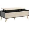 DEKIT RIMOBEL Tavolino contenitore elevabile Ness in rovere naturale 99 x 53 x 60 cm Rovere naturale e grafite