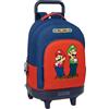 safta SUPER MARIO MAMMA MIA - Zaino grande con ruote, compatto, estraibile, ideale per bambini di diverse età, comodo e versatile, qualità e resistenza, 33 x 22 x 45 cm