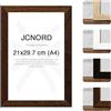 JCNORD MDF Cornice Portafoto in Legno di Noce A4 (21x29,7 cm) con Vetro Acrilico Infrangibile | Moderna per Pareti e Tavoli