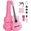 VEVOR Chitarra Classica, 960 mm, in Legno per Principianti, con Corde in Nylon, Custodia Morbida, Tracolla, Accordatore, Corde Extra, Plettri, Capotasto, Tiglio, per Adolescenti, Adulti, Rosa