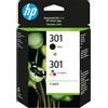 Hp confezione da 2 cartucce originali di inchiostro nero/tricromia 301
