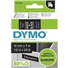 Dymo d1 - standard etichette - bianco su nero - 12mm x 7m