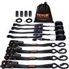 VEVOR Kit Cinghie a Cricchetto Ancoraggio 4 Pezzi, Resistenza Rottura max. 998 kg, Cinghie di Tensione0,025x4,6 m con Cricchetto e Gancio per Motociclette, Biciclette, Traslochi Rimorchio Portapacchi