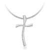 Tuscany Silver Collana con grande croce con bordi ondulati in zircone cubico su catena grumetta in argento sterling da donna 46cm/18